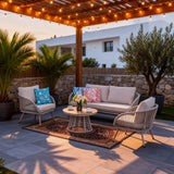 4 Seater Outdoor Sofa Set with Round Coffee Table