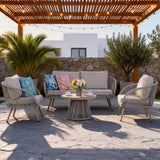 4 Seater Outdoor Sofa Set with Round Coffee Table
