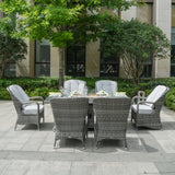6 seater Outdoor Dinig Set With Firepit Table