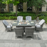 6 seater Outdoor Dinig Set With Firepit Table