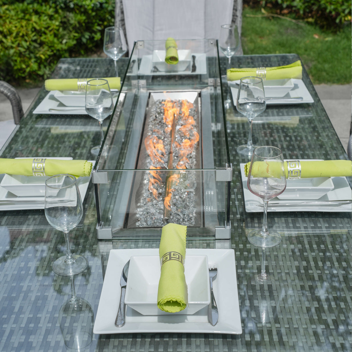 6 seater Outdoor Dinig Set With Firepit Table