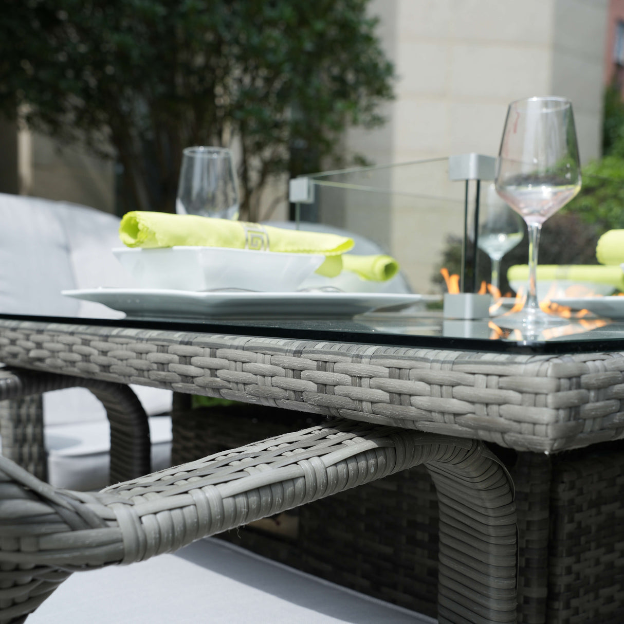 6 seater Outdoor Dinig Set With Firepit Table