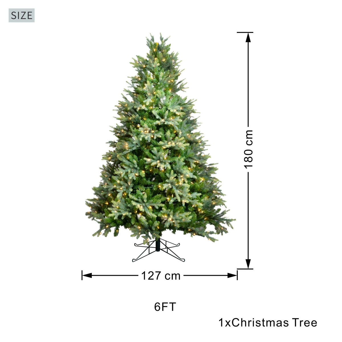 6ft Pre-Lit Artificial Christmas Tree - Grand Fir