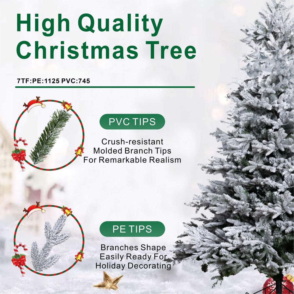 7ft Snowflocked Artificial Christmas Tree