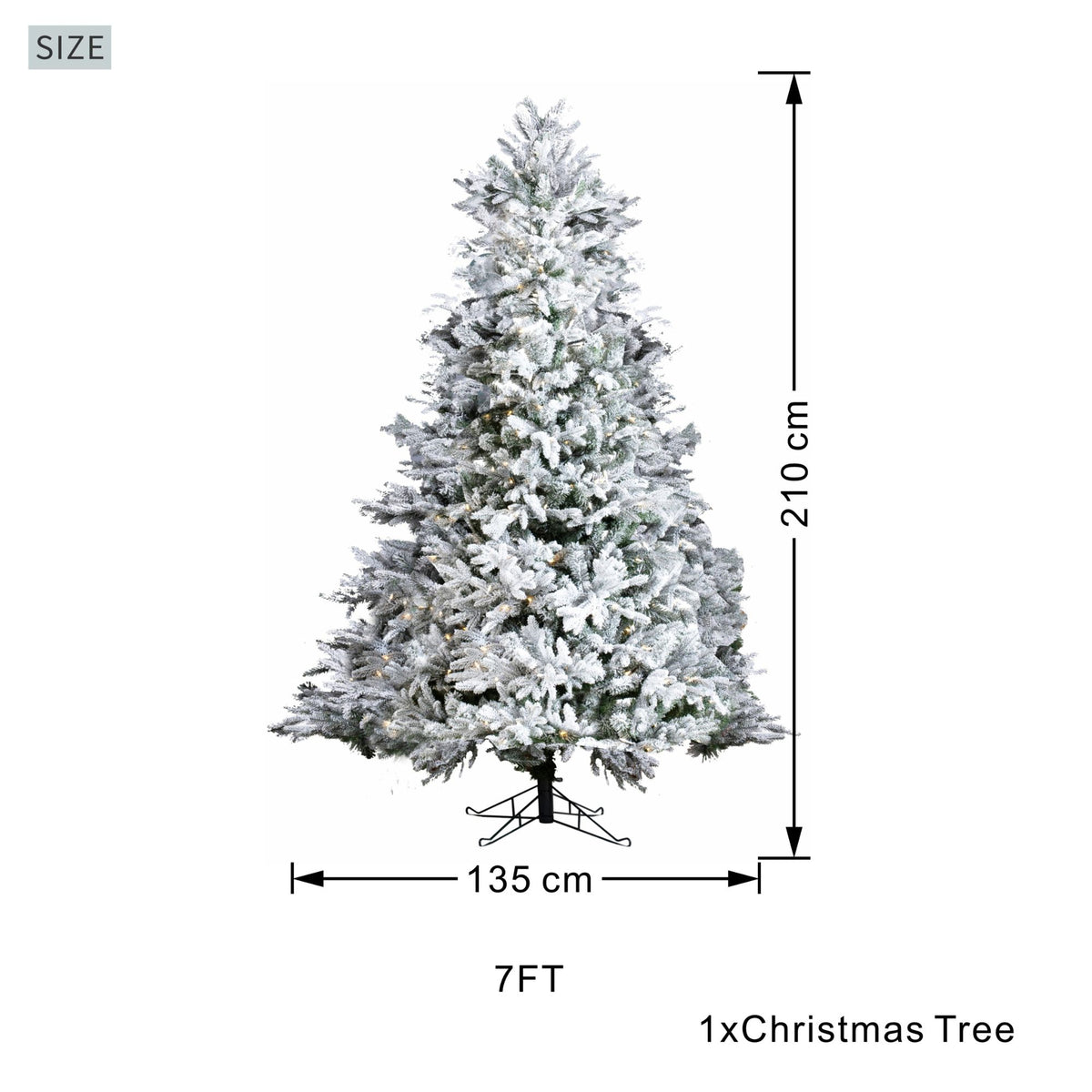 7ft Snowflocked Pre-Lit Artificial Christmas Tree