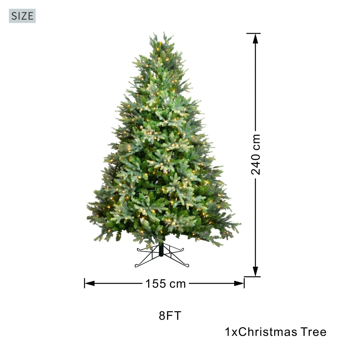 8ft Pre-Lit Artificial Christmas Tree - Grand Fir