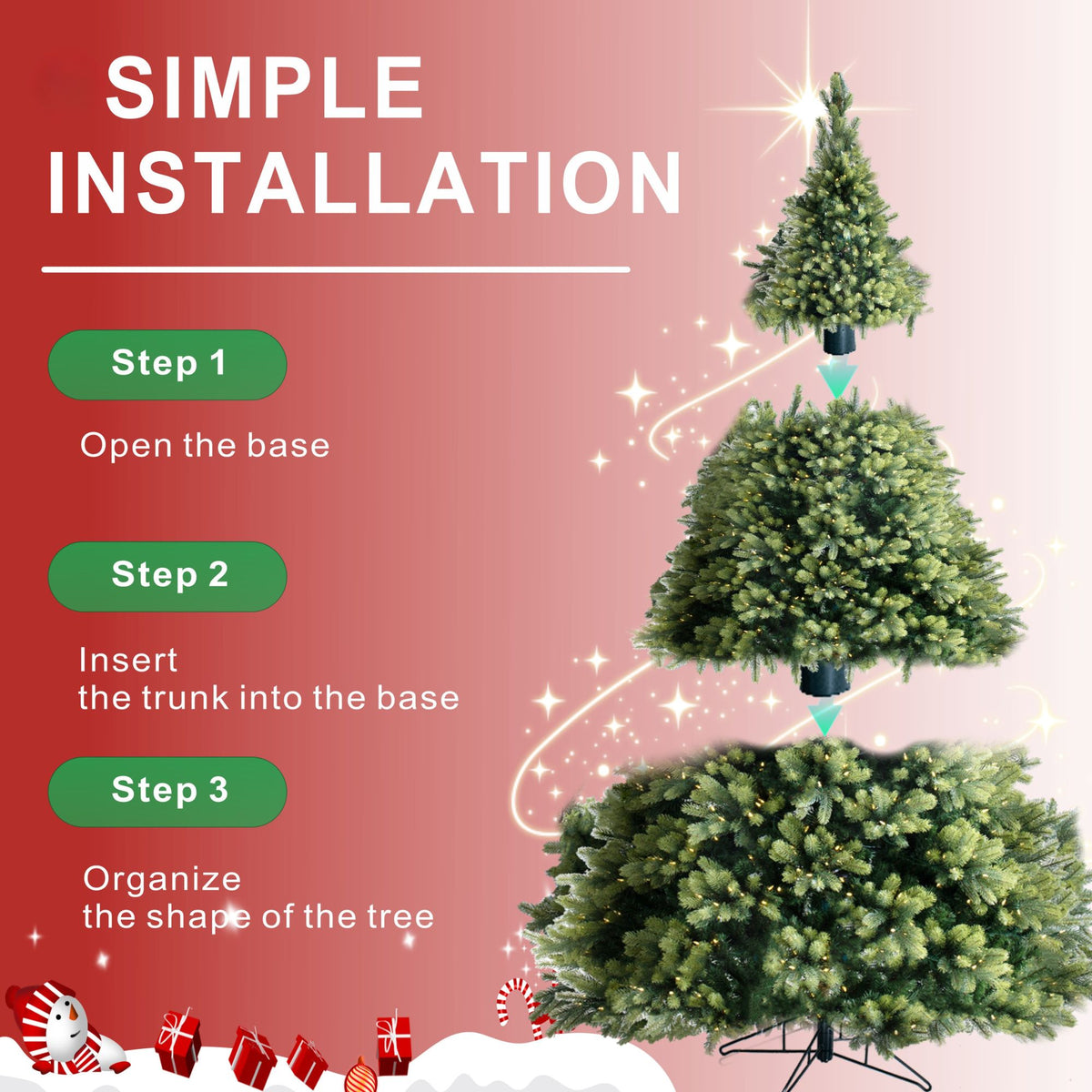 8ft Pre-Lit Artificial Christmas Tree - Icelandic
