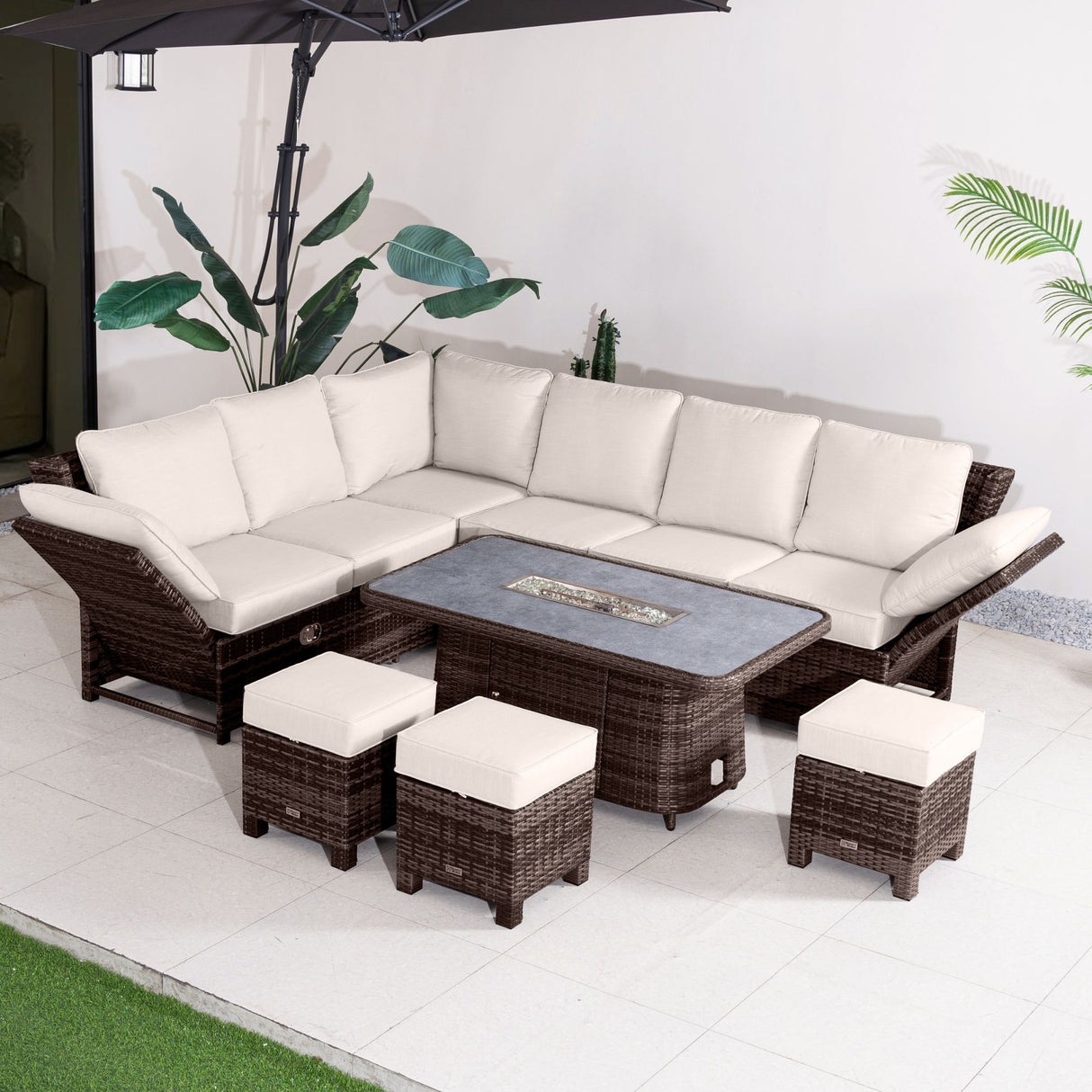 9 Seater Aluminium Firepit Sofa Set