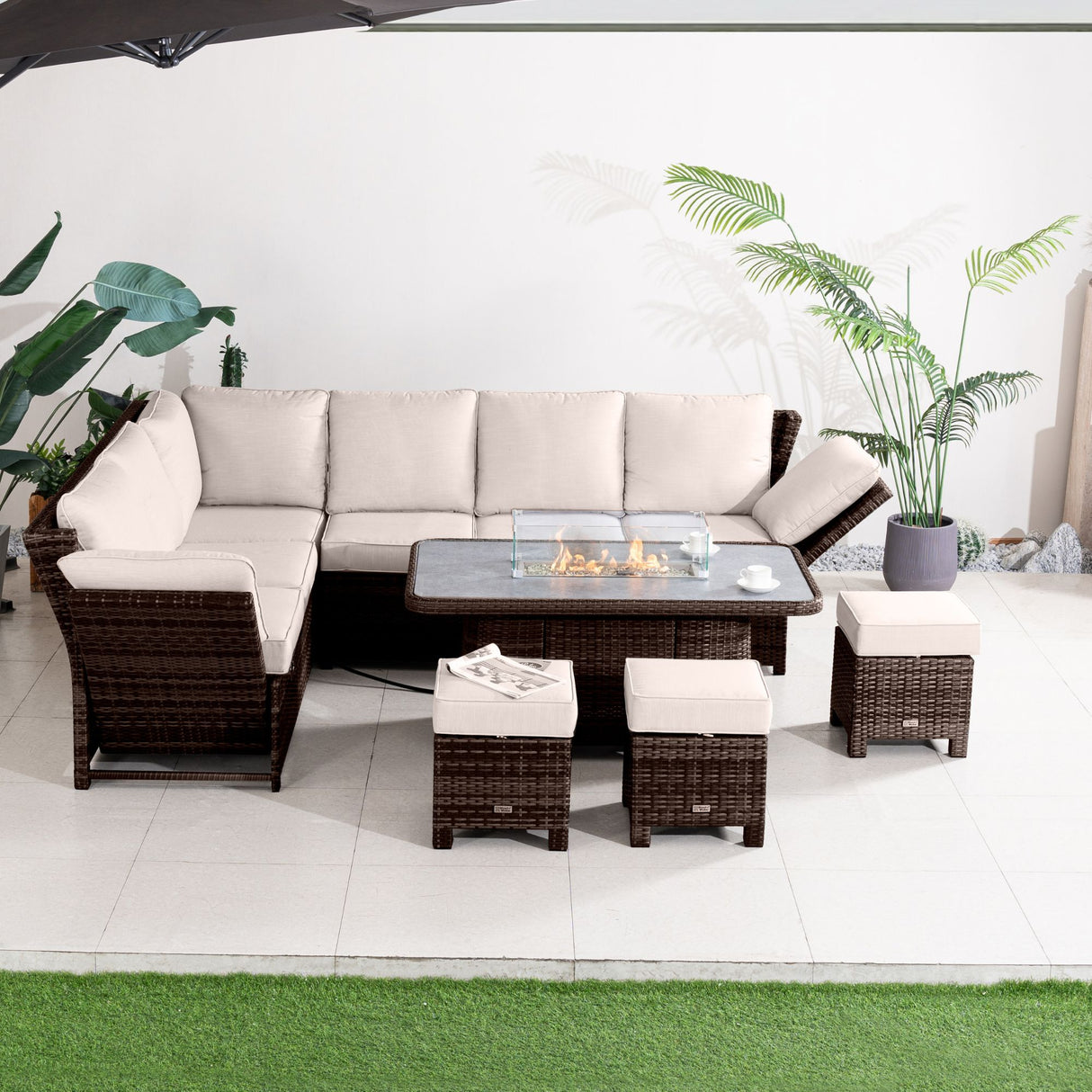 9 Seater Aluminium Firepit Sofa Set