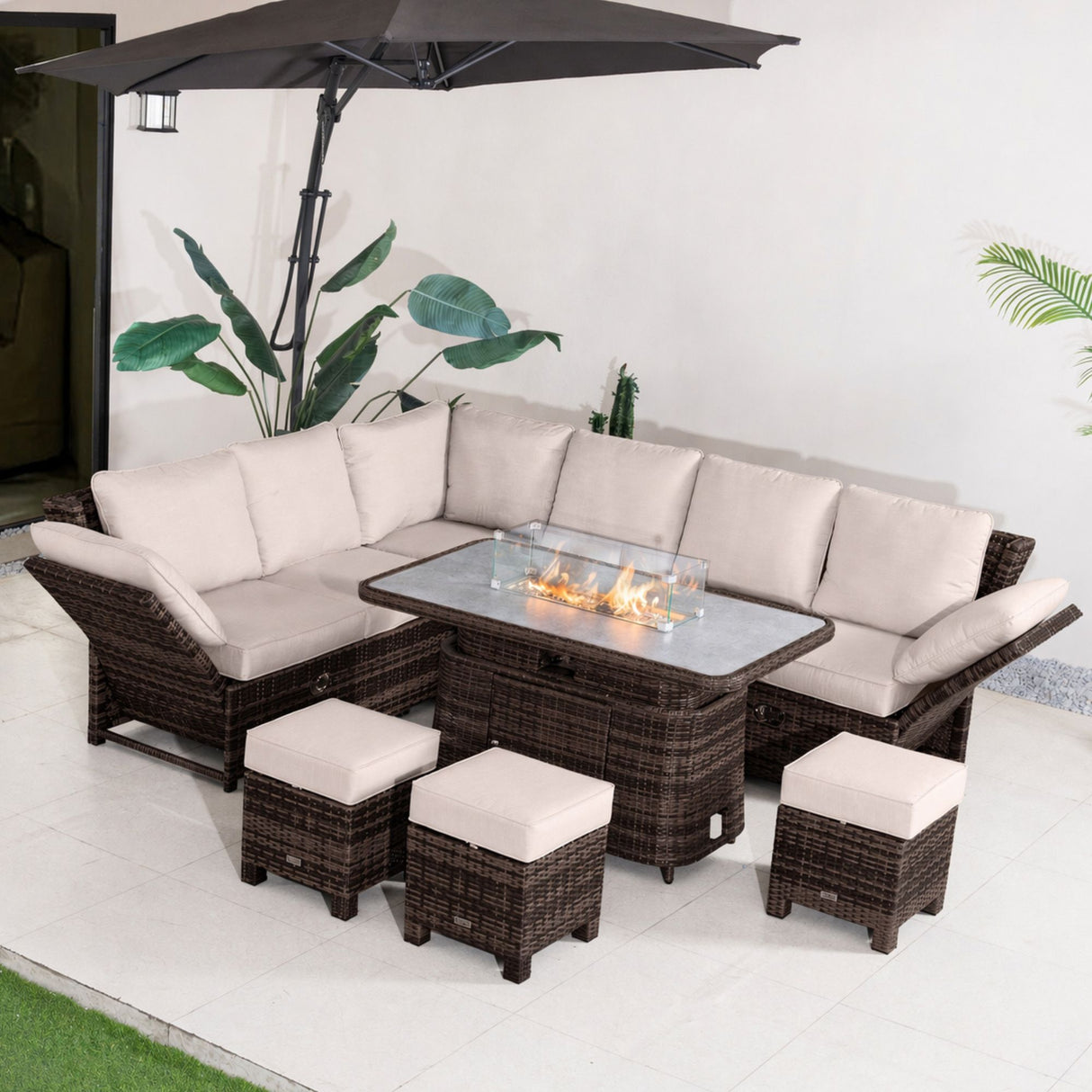 9 Seater Aluminium Firepit Sofa Set