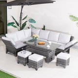 9 Seater Aluminium Recliner Sofa Set - Grey