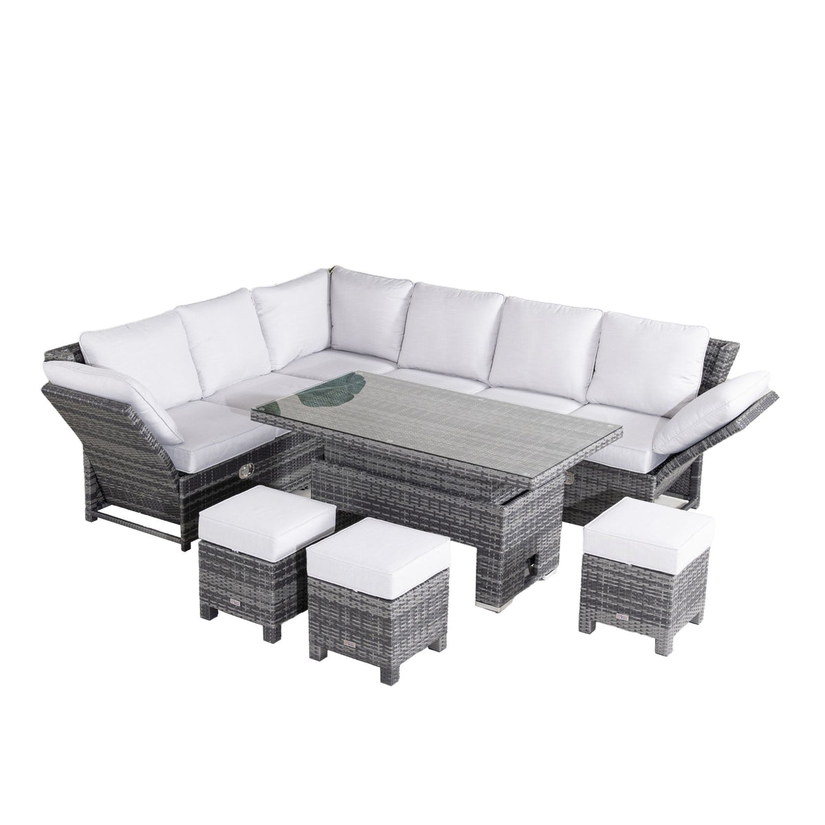 9 Seater Aluminium Recliner Sofa Set - Grey
