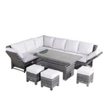 9 Seater Aluminium Recliner Sofa Set - Grey