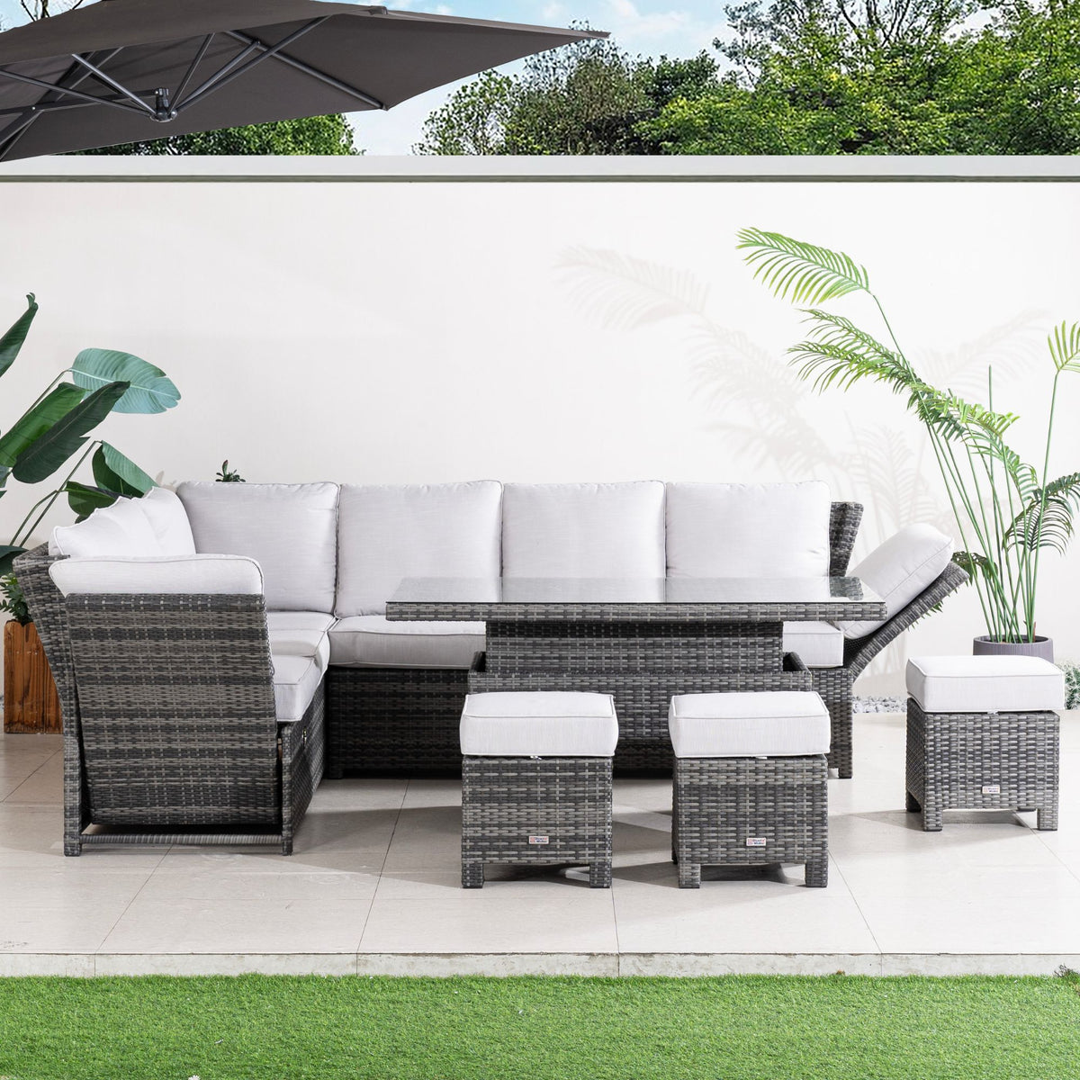 9 Seater Aluminium Recliner Sofa Set - Grey