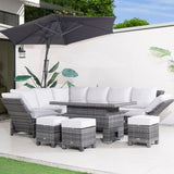 9 Seater Aluminium Recliner Sofa Set - Grey