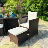 9 Piece Cube Rattan Dining Set - Brown