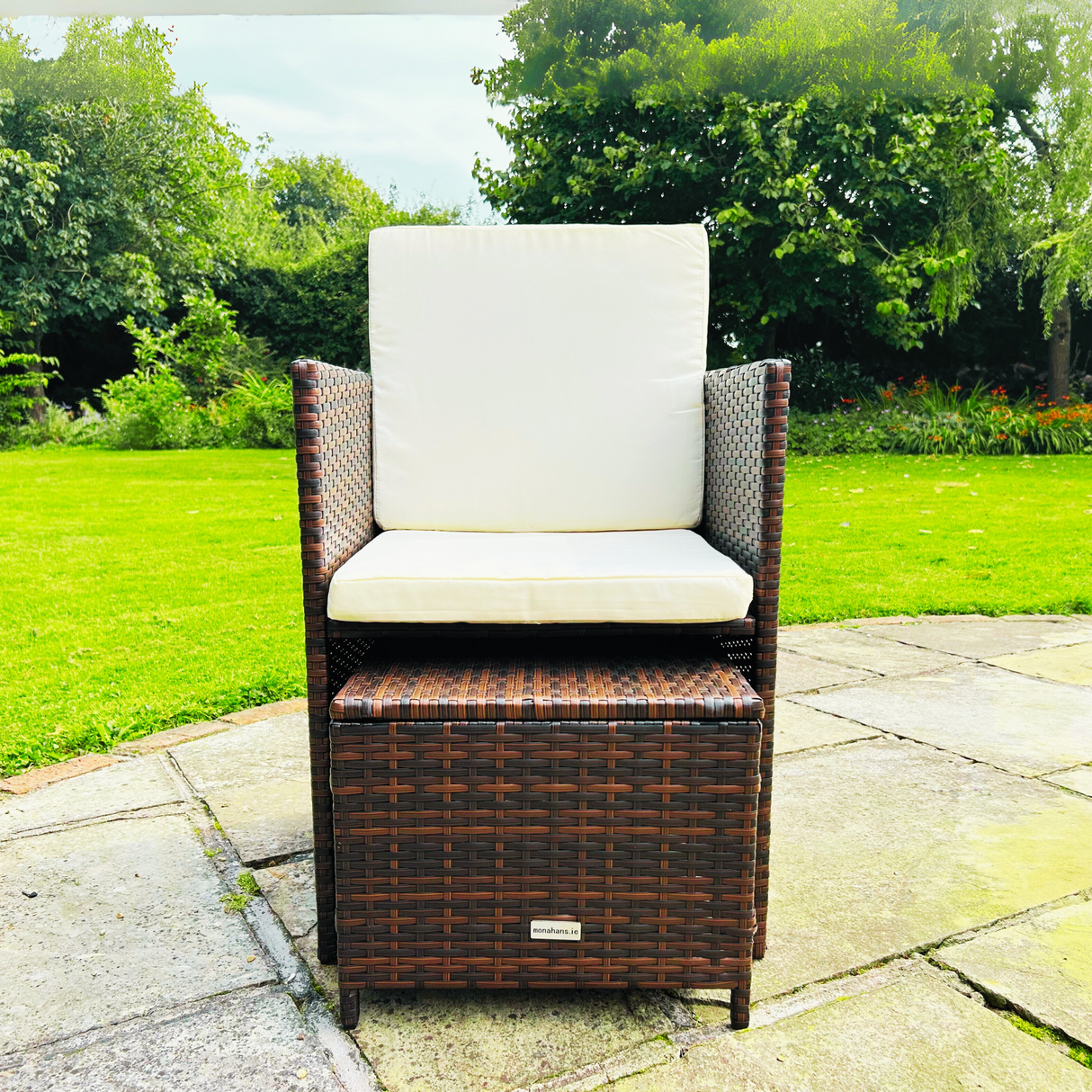 9 Piece Cube Rattan Dining Set - Brown