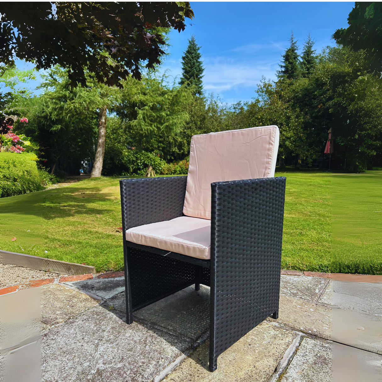 9 Piece Rattan Cube Dining Set - Black