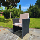 9 Piece Rattan Cube Dining Set - Black