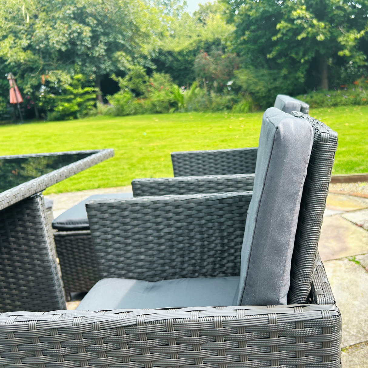 9 Piece Rattan Cube Dining Set - Grey