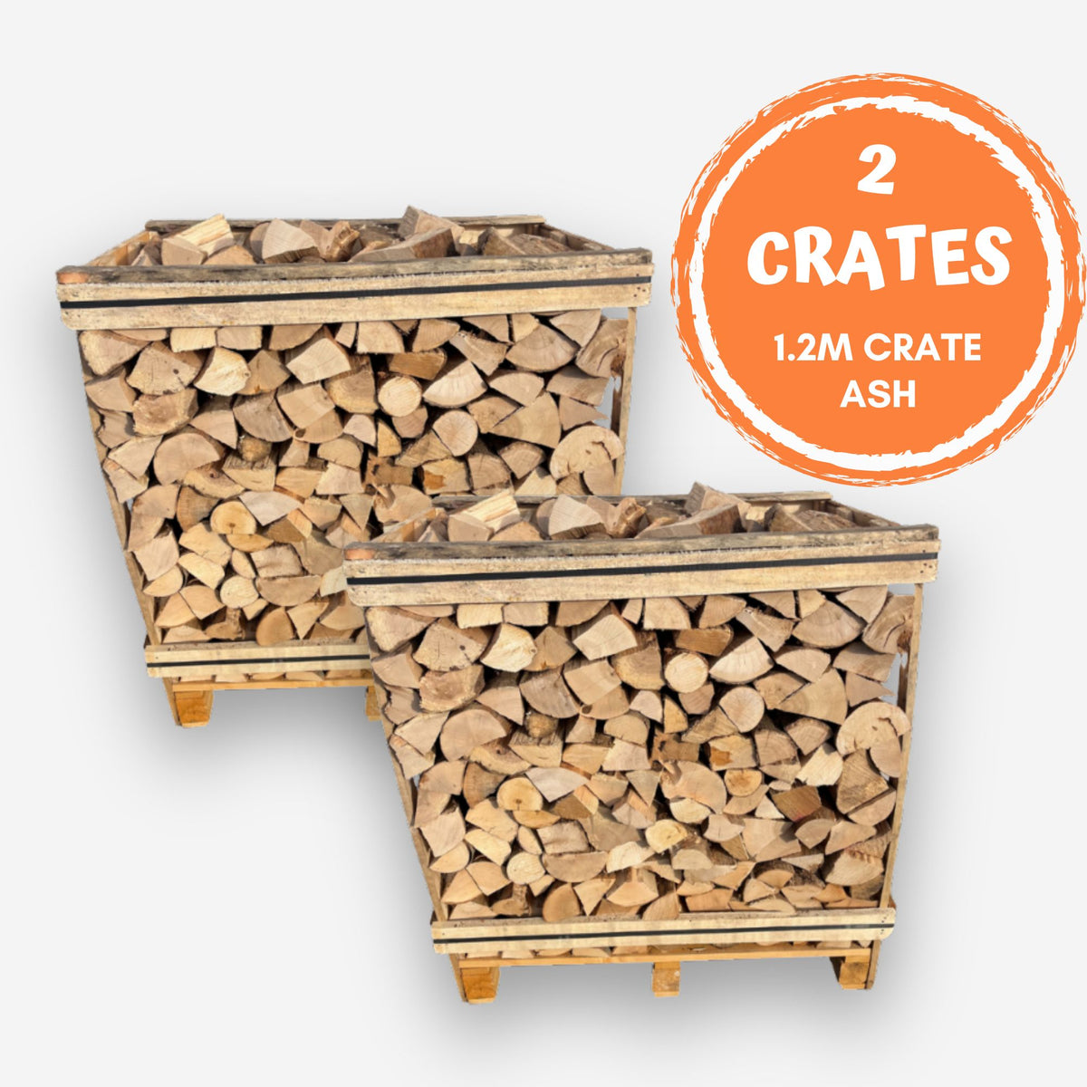 2 Kiln Dried Ash Firewood 1.2m Crates