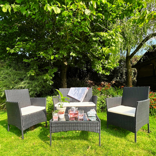 Florence 4 Piece Rattan Black Sofa Set