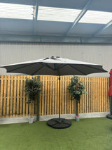 3m Deluxe Cantilever Parasol With Base in Grey