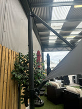 3m Deluxe Cantilever Parasol With Base in Grey