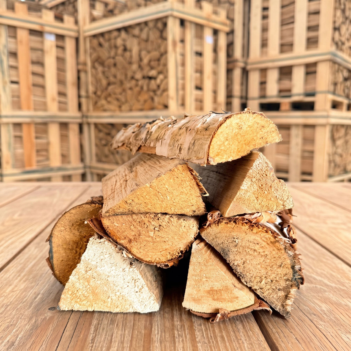 Kiln Dried Birch Firewood Thin Cuts 2m Crate