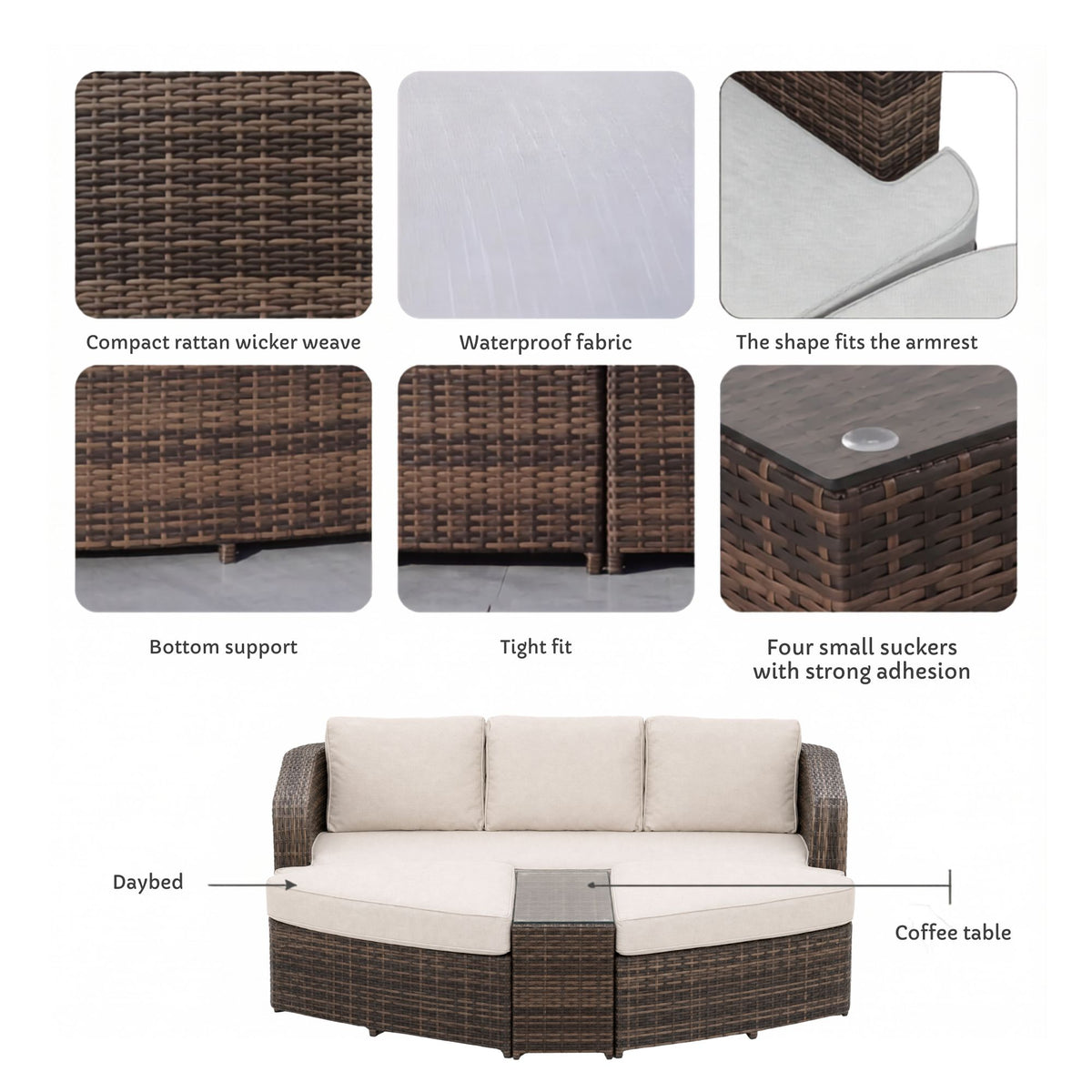 Rattan Outdoor Daybed With Coffee Table
