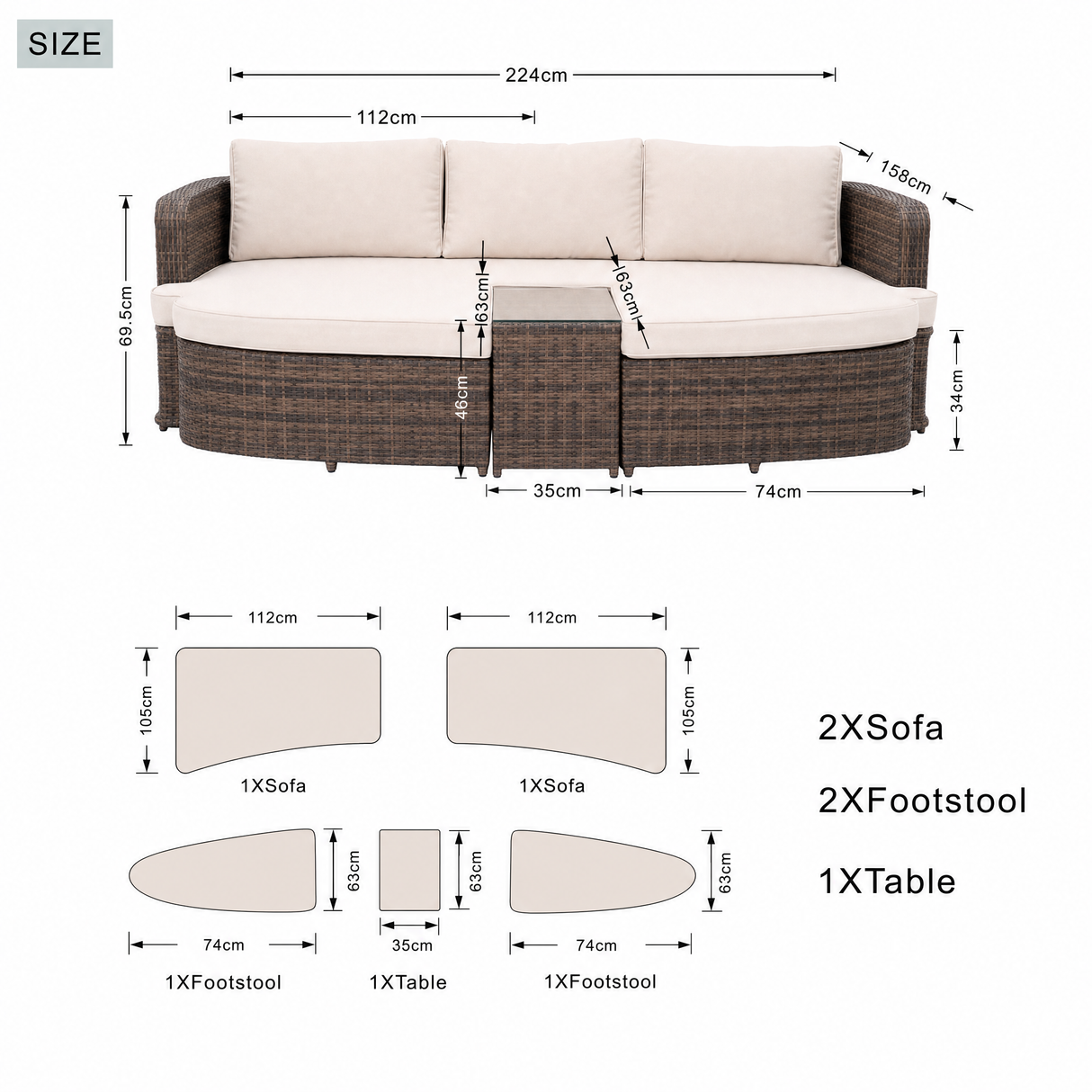 Rattan Outdoor Daybed With Coffee Table