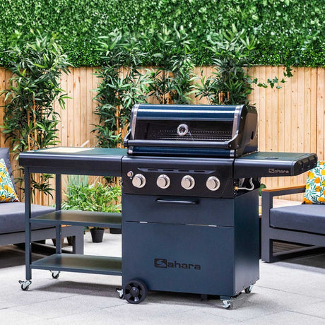 Sahara X475 4 Burner Gas BBQ With Trolley - Smokey Teal