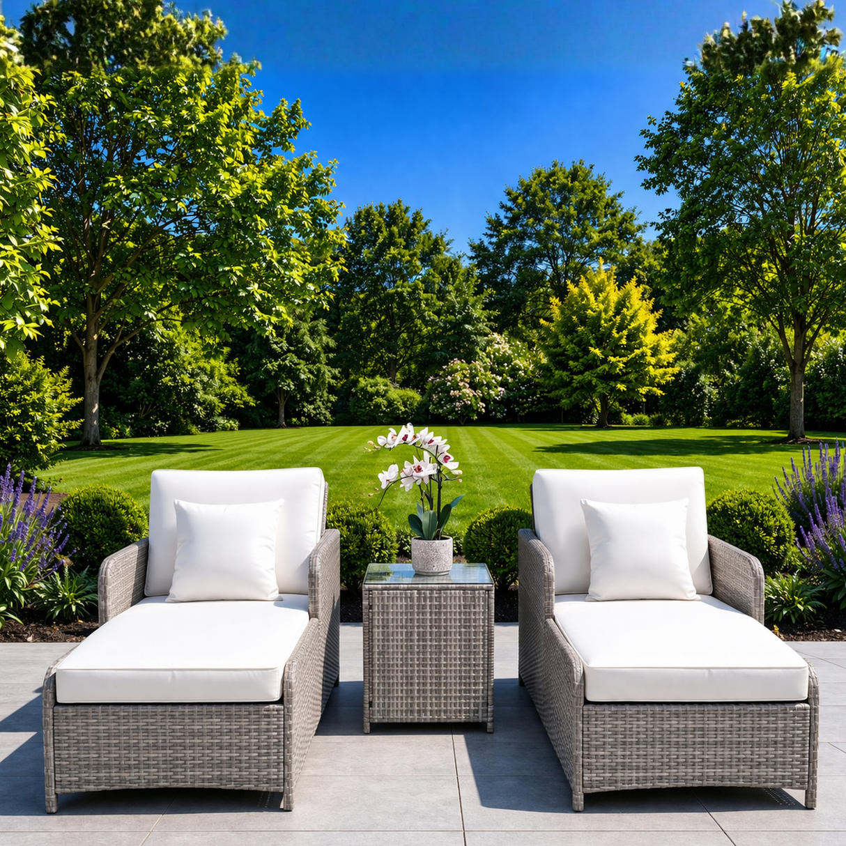 Sienna 2 Seater Rattan Lounge Set - Grey