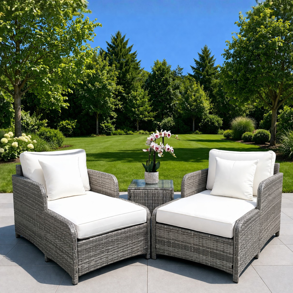 Sienna 2 Seater Rattan Lounge Set - Grey