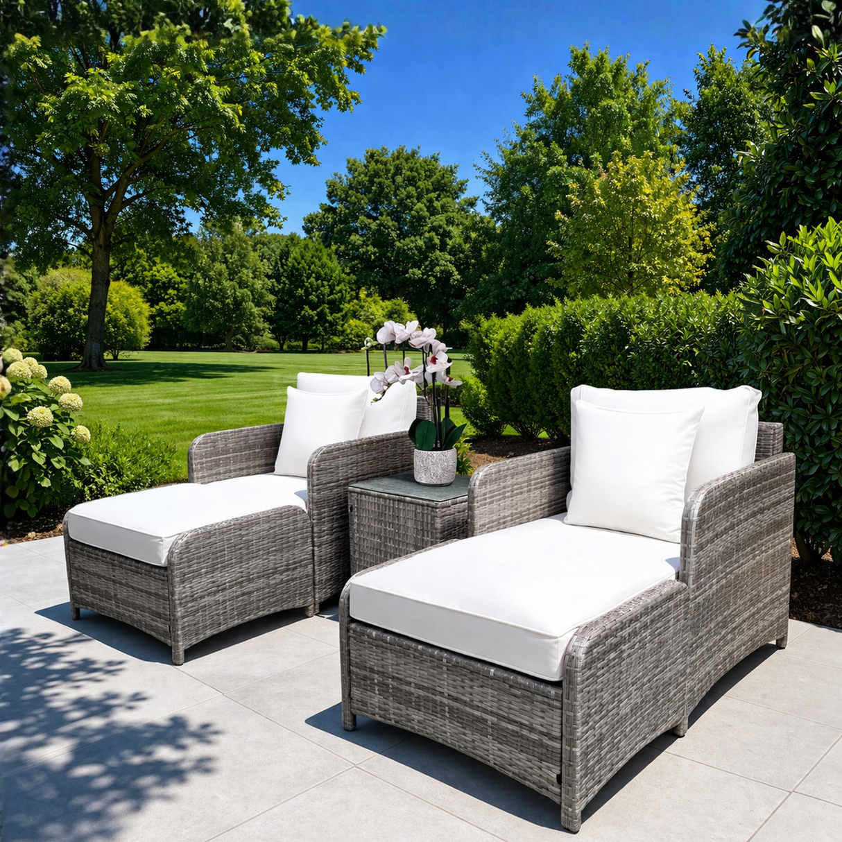 Sienna 2 Seater Rattan Lounge Set - Grey