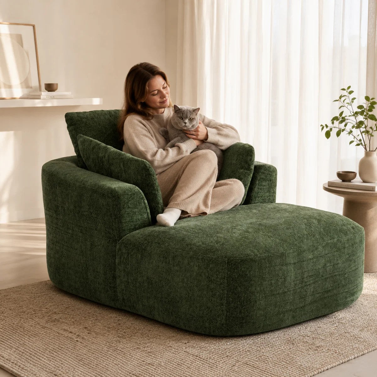 Softy Compressed Indoor Lounge Sofa Chair - Green
