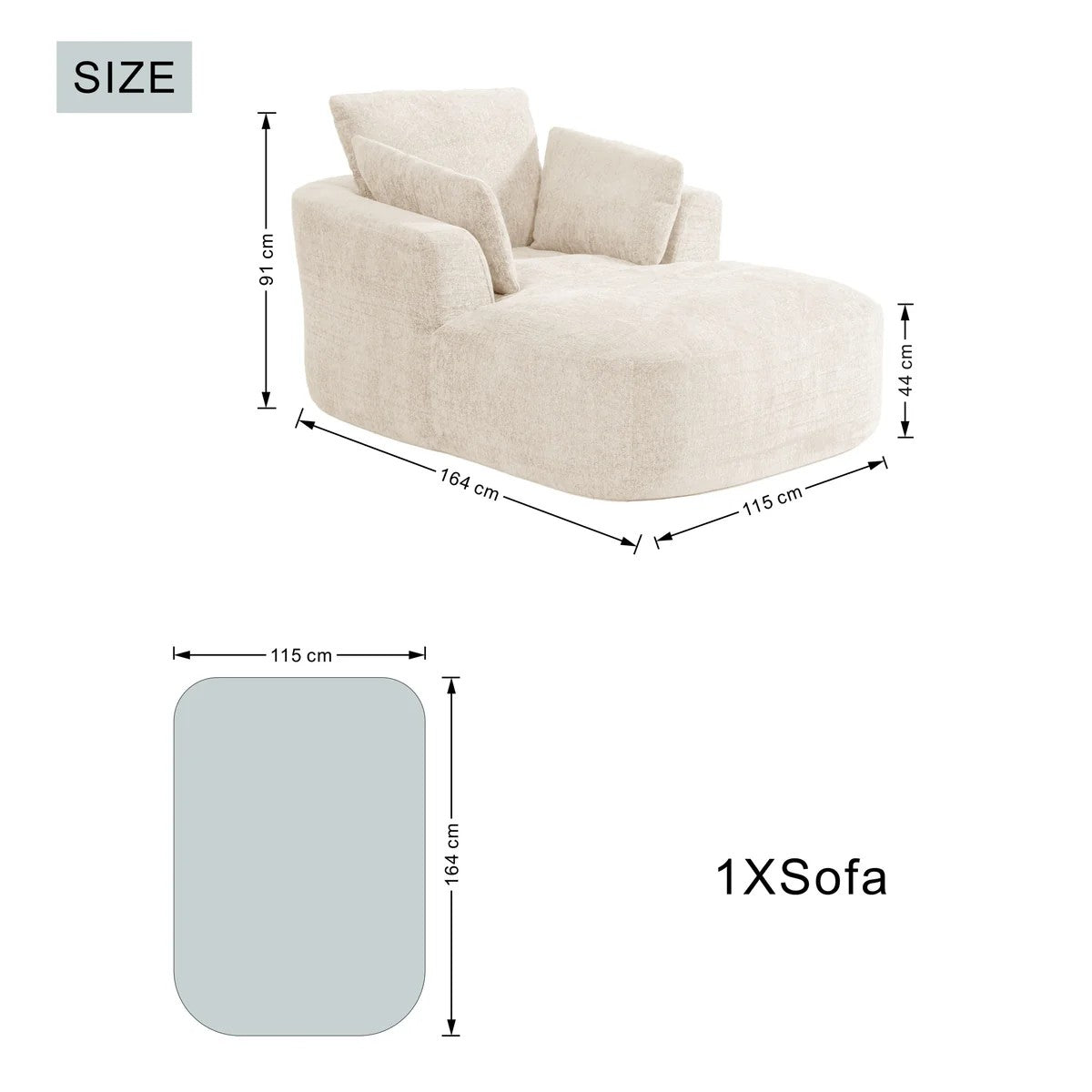 Softy Compressed Indoor Lounge Sofa Chair - Beige
