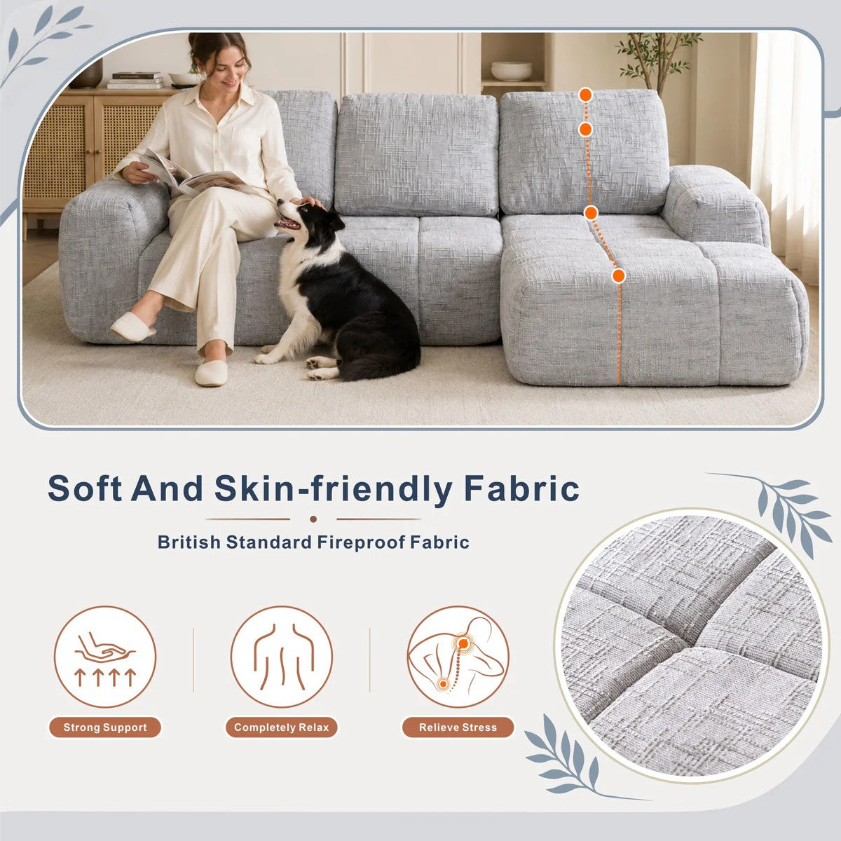 Softy Compressed Sectional sofa c/w chaise