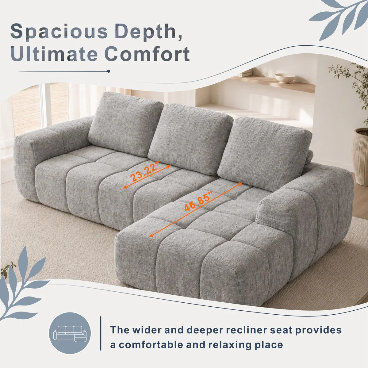 Softy Compressed Sectional sofa c/w chaise