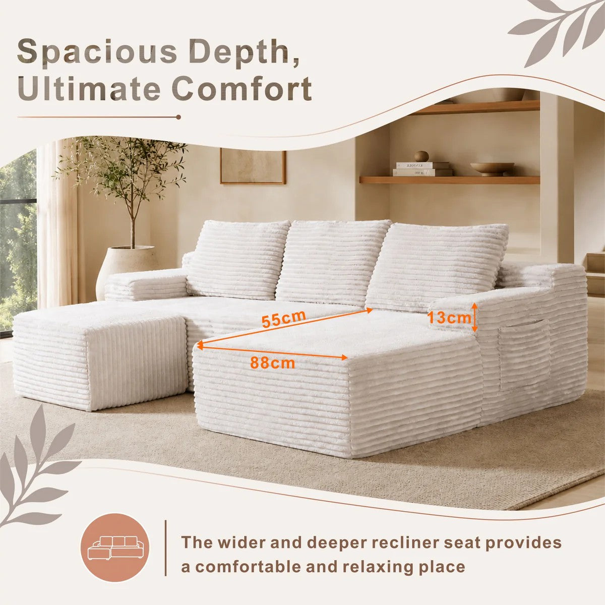 Softy Compressed Modular Sofa c/w Chaise & Ottoman