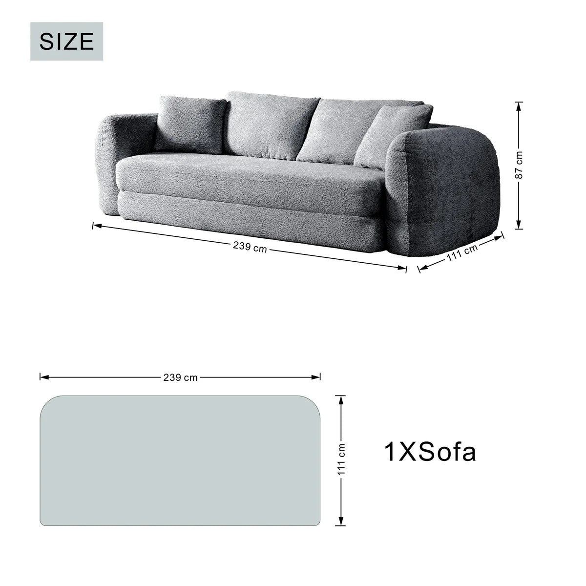 Softy Compressed Pull Out Sofa Bed - Grey