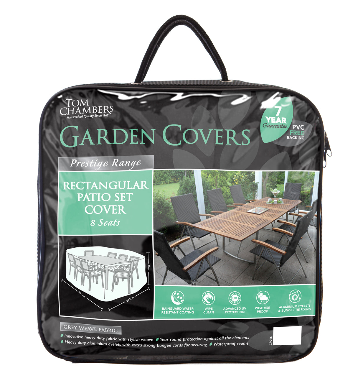 Tom Chambers Rectangular Patio set cover 8 seats