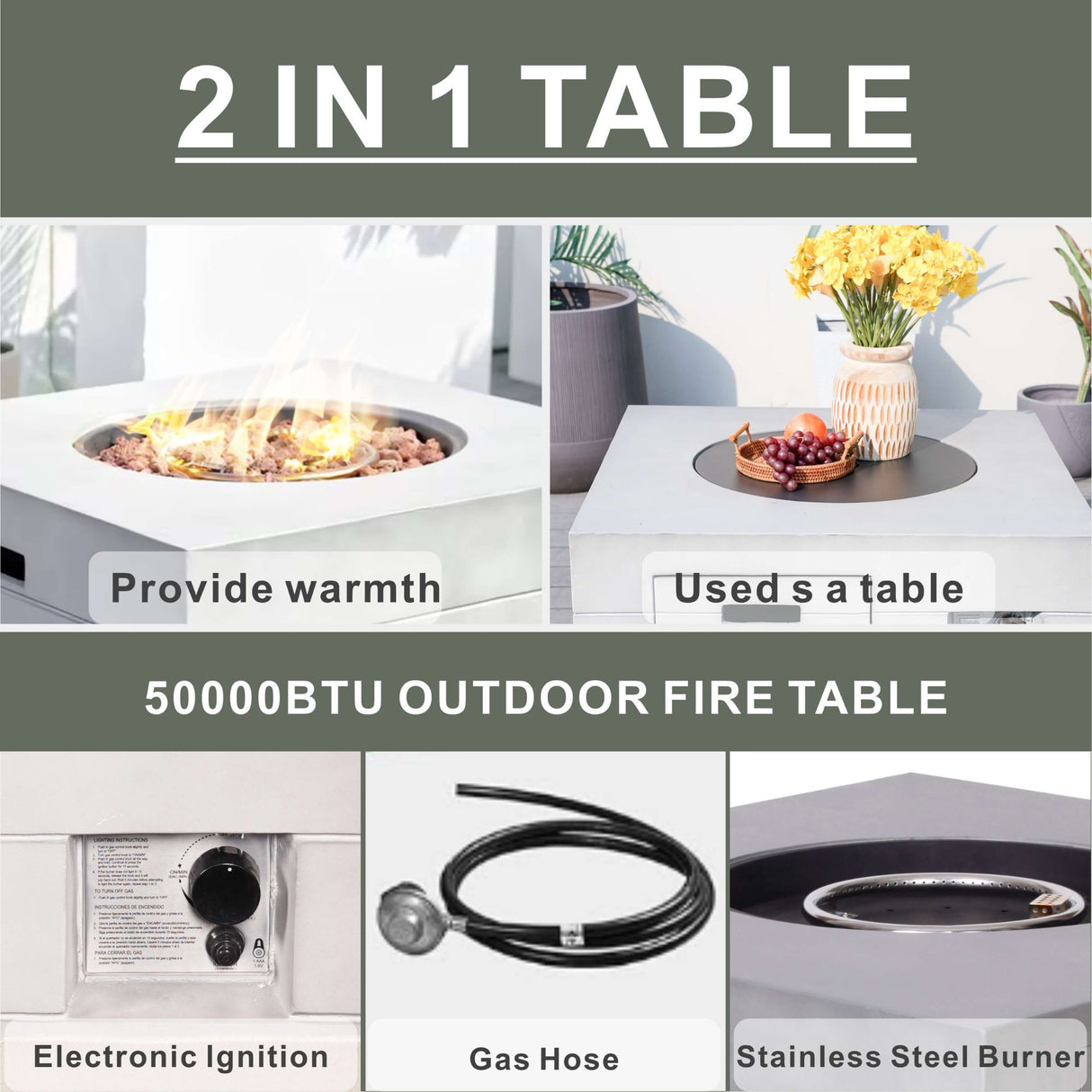 Venetian Square Fire Pit Table