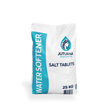 Bag of Juturna water softener salt tablets on a white background