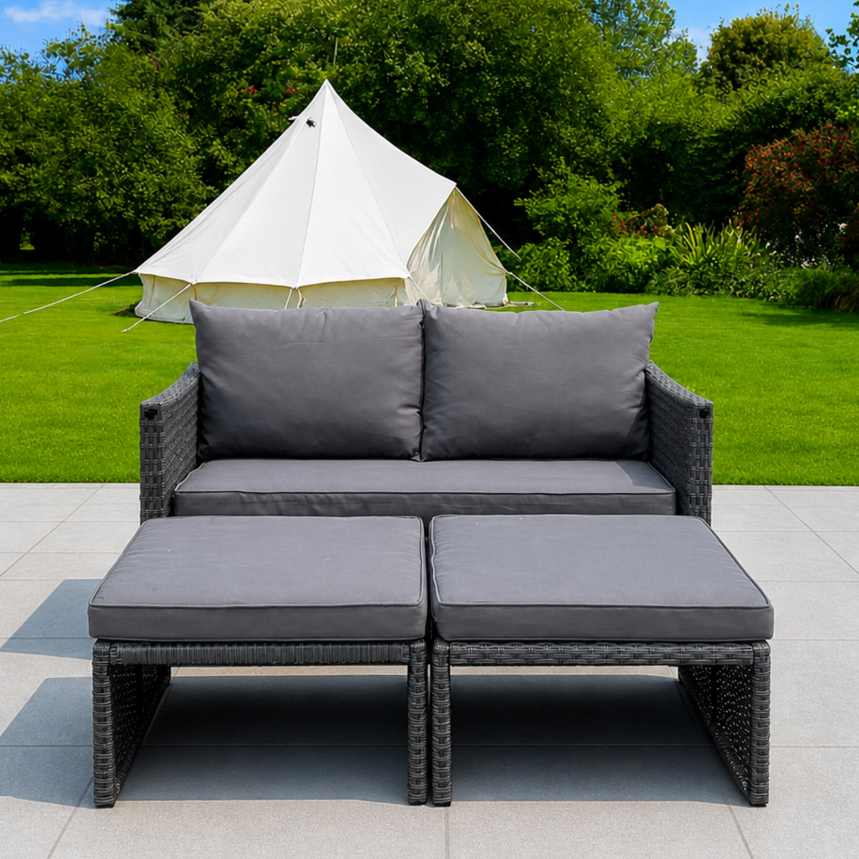 Zen 4 Piece Two Function Outdoor Rattan Sofa & Dining Set