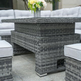 Aluminium Corner Sofa Set With Adjustable Table