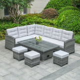 Aluminium Corner Sofa Set With Adjustable Table