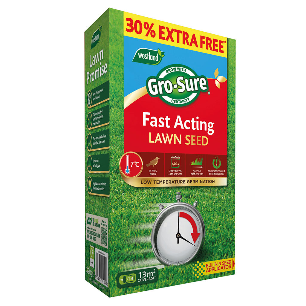 Gro-sure Fast Acting Lawn Seed 13m² + 30% Extra Free