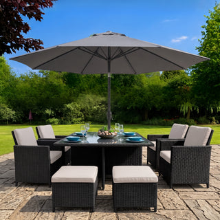 9 Piece Rattan Black Cube Dining Set