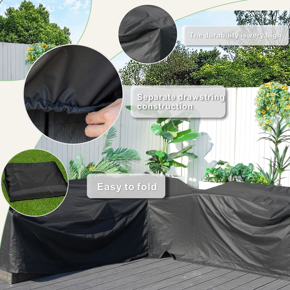 L Shaped Corner Patio Set Cover - Large - 255cm X 85cm